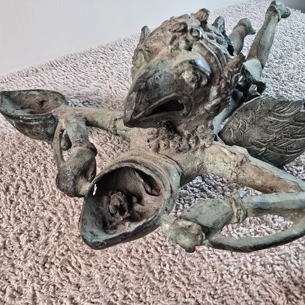 Hanging Bronze Flying Garuda Oil Lamp - Picture 13 of 16